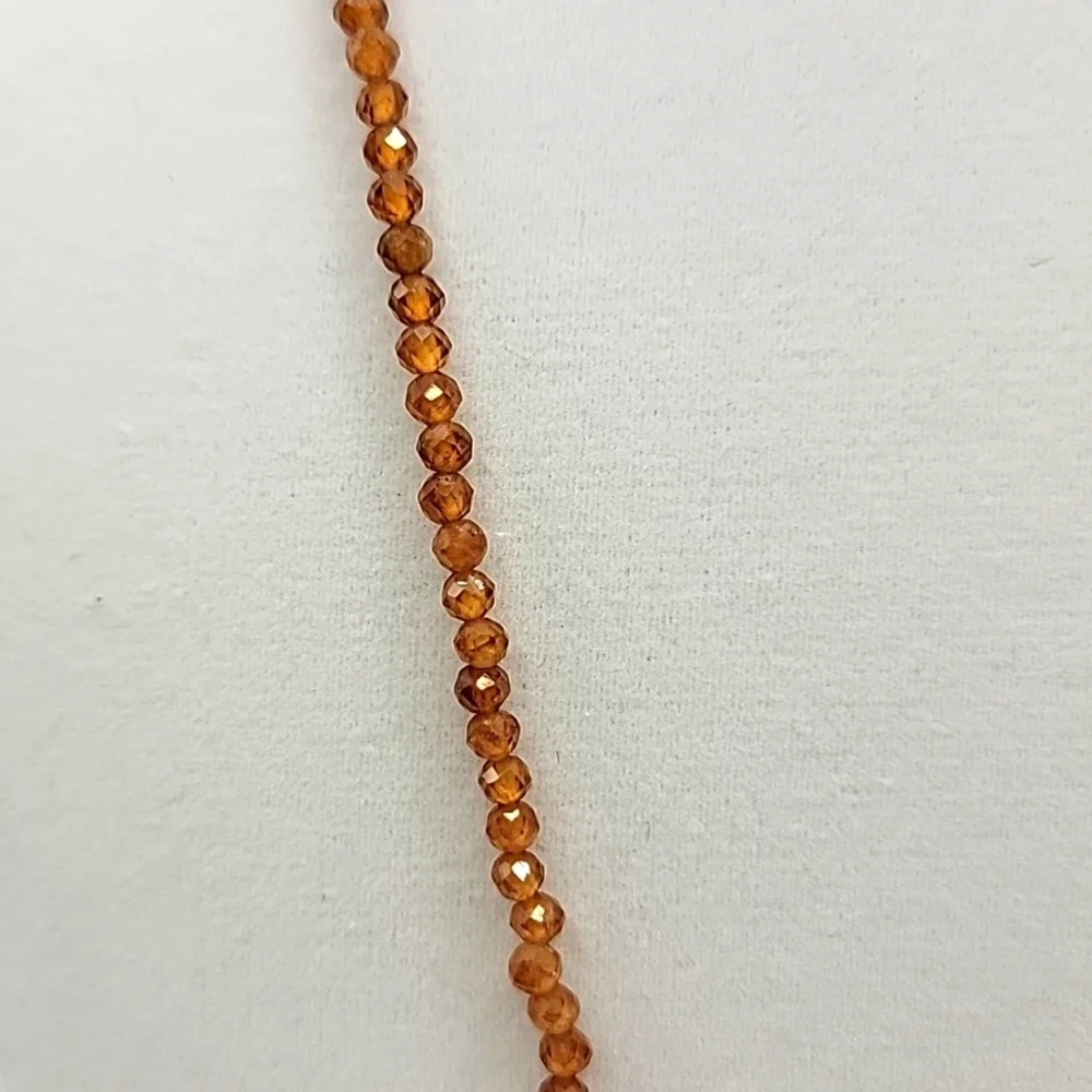 Natural Hessonite Garnet 49 Cts Round Faceted Gemstone Beaded 20